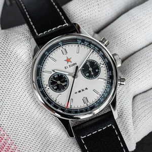 Classic Red Star 1963 Seagull Movement Manual Mechanical Chronograph Watch Panda - Picture 1 of 29