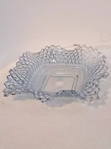 Vitge Federal Glass Smoke BomBom Bowl Iridescent Blue Diamond point ruffled edge - Picture 1 of 9