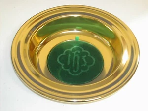 Artistic RW225BG Brasstone offering plate, green pad, 12-5/8" diameter - Picture 1 of 4
