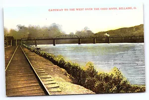 Tor zum Westen über den Ohio River, Bellaire Ohio Postkarte A174 - Bild 1 von 2