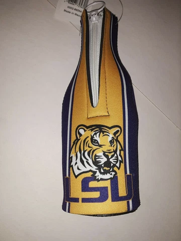 Louisiana State Tigers ( LSU ) Zip - Up Bottle Koozie stripe Cover