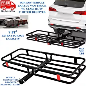 HITCH FOLDING CARRIER CARGO MOUNT BASKET LUGGAGE RACK SUV TRUCK FITS 2" RECEIVER - Picture 1 of 11