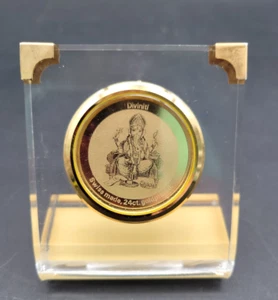 Vintage Diviniti Swiss made 24k Goldplated Coin Acrylic Frame Islamic - Picture 1 of 9