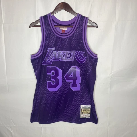 NWT $155.00 MITCHELL & NESS LA Lakers Shaquille O'Neal Monochrome Jersey MEDIUM Cover