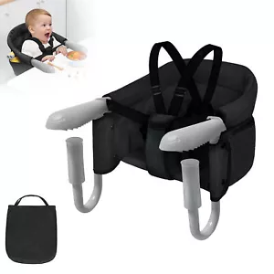 Faltbar Babysitz Hochstuhl Tischsitz Kindersitz Sitzerhöhung mit Tasche Schwarz - Bild 1 von 14