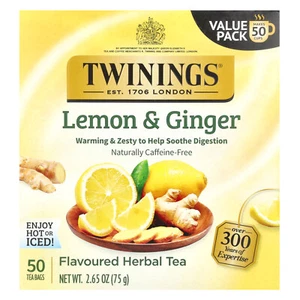 Flavored Herbal Tea, Lemon & Ginger, Caffeine Free, 50 Tea Bags, 2.65 oz (75 g) - Picture 1 of 3