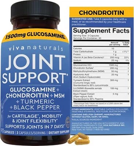 Glucosamine Chondroitin MSM Joint Support Turmeric Black Pepper Boswellia - Picture 1 of 4