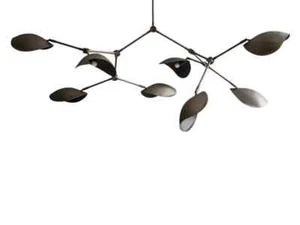 8 Shade Light Mid Century Linear Sputnik chandelier Fixture In Metal Black Brass - Picture 1 of 5