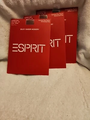 3 pares de medias transparentes sedosas Esprit con control superior punta mejorada talla Queen 2X nude Foto 1 de 4