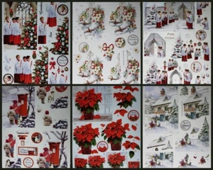 Christmas 3D A4 Die Cut Paper Tole Decoupage Poinsettia Ice Skates Choirboy Post - Foto 1 di 7