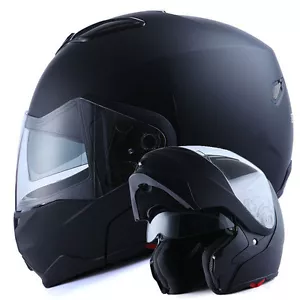 1Storm DOT Motorcycle Bike Modular Flip up Full Face Helmet Sun Visor Matt Black - Foto 1 di 15