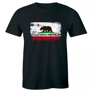 California Republic T-Shirt Cali State Bear Flag Star Retro Vintage Mens T Shirt - Picture 1 of 4