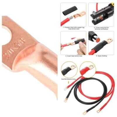 Heat Shrink Tube2/0AWG Copper Cable Lug Ends Terminal Ring Connectors +Adhesive - Image 1 of 4