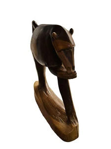 Wood Carved Baboon Figurine Used Vantage 7 Inches Tall - Picture 1 of 6