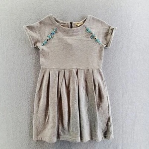Cherokee Gray Short Sleeve Turquoise Bead Accents Pleated Dress Size L(10/12) - Picture 1 of 7