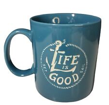 Life is Good Set Sail Blue Ceramic Mug Ocean Sea Life Nautical 4in
