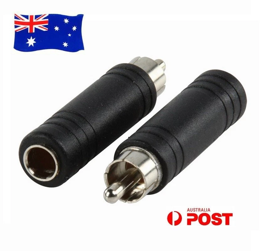 RCA Male to 6.35mm AUX Audio Mono Female Plug Jack Adapter Converter Connector - Image 1 of 1