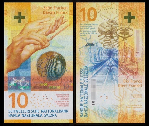 Switzerland  2016 P-75a 10 Francs Hybrid Polymer  UNC Cover