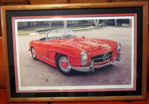 Mercedes Benz 300SL by Harold James Cleworth Signed and Professional Framed - Picture 1 of 10
