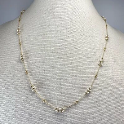 Avon великолепный нежное стекло жемчуг кластер бисером золотистый цепочка ожерелье - Изображение 1 из 4