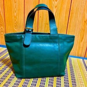 Bolso de mano de cuero verde botella vintage Coach raro de lujo para mujer diseñador 4133 - Imagen 1 de 16