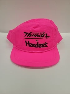 Vintage Days Of Thunder Har Cap Neon Pink Nylon Trucker Strap Back Hardees 90s - Bild 1 von 4