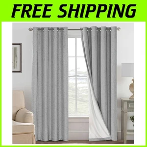 Linen Blackout Curtains 84 Inches Long, 100% Absol - Picture 1 of 10