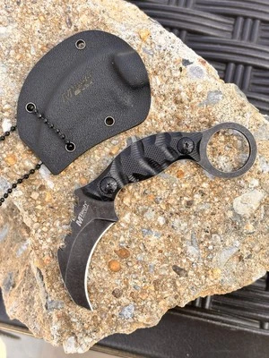 Cuchillo de hoja fija de 11 cm funda Kydex negro lavado a piedra afilado hoja de 4,5 cm Foto 1 de 4