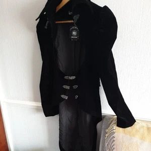 Dark in Love Gothic Masquerade Victorian Steampunk Black Velvet Jacket JW048 XL - Picture 1 of 6