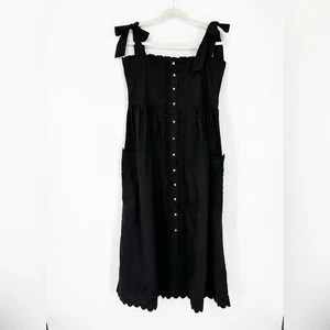 Neu mit Etikett Juliet Dunn schwarz Popeline Ric Rac Schulterband Kleid - Bild 1 von 9