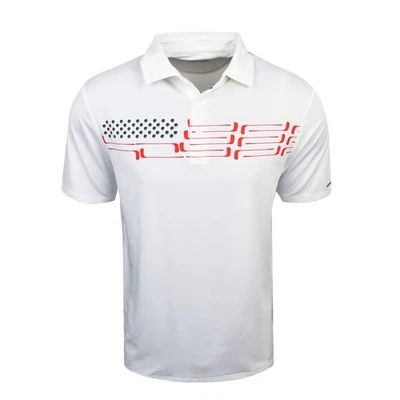 Novo polo listrado peito bandeira taco golfe olhos cobra 25 - Branco pequeno - Imagem 1 de 4