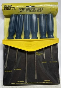 Vintage Stanley Thrifty 6 Piece Screwdriver Set W/ Storage Rack 62-407 USA - NOS - Picture 1 of 13