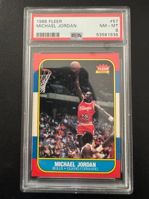 1986 Fleer Michael Jordan Rookie #57 PSA 8 Bulls RC GOAT - Image 1 of 2