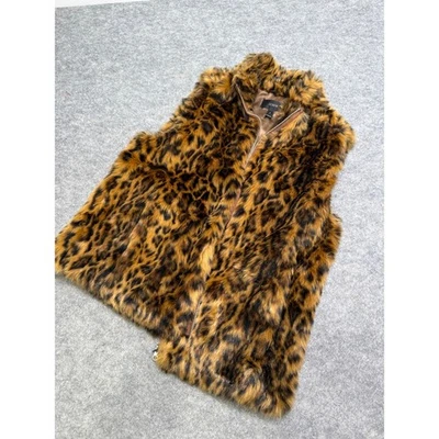 J. Chaleco Crew de piel sintética con estampado de leopardo en marrón talla pequeña G9519 en muy buen estado Foto 1 de 4