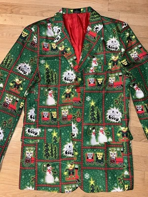 NUEVO SIN ETIQUETAS Muñeco de Nieve Vacaciones de Navidad Para Hombre Talla Pequeña Abrigo Deportivo Traje Blazer Feo Para Hombre Foto 1 de 4