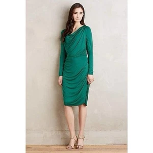 NWT Anthropologie Bordeaux Viridis Cowl Neck Jersey Dress- Medium - Picture 1 of 9