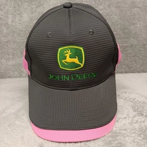 John Deere LOGO Hat Cap Women Gray Pink Strapback OSFM Embroidered Cotton Poly - Picture 1 of 13
