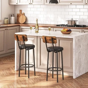 HOOBRO Bar Stools Set of 2 with PU Upholstered Bar Chairs 13"L x 13"W x 36.6"H - Picture 1 of 9