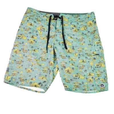 Volcom Board Shorts Mens 36 Swim Trunk Light Green Camel Trot Surf Beach Surfer - Image 1 of 4