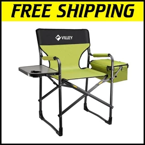 Heavy Duty Folding Camping Chair with Cooler Bag, Supports 400 lbs - Green - Picture 1 of 8