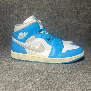 Nike Air Jordan 1 Mid Shoes Dark Powder Blue White BQ6472-400 Women's 10 NEW - Picture 1 of 9