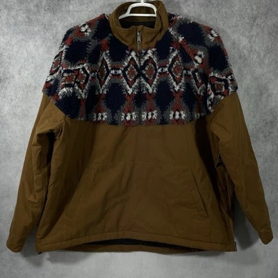 Lucky Brand Faux Sterling Anorak Jacket Pullover Quarter Zip Mens Size XXL Brown - Image 1 of 4