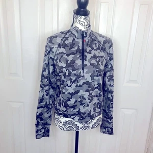 Spyder black and gray camo print athletic long sleeve 1/2 zip shirt medium - Picture 1 of 7
