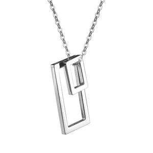 Minimalist Geometric Square Pendant Unisex Stainless Steel Necklace - Picture 1 of 24