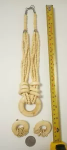 JUEGO DE COLLAR Y PENDIENTES TALLADOS A MANO DE COLECCIÓN PENDIENTES PERFORADOS MUY RAROS - Imagen 1 de 8