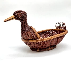 Vintage Rattan Weiden Entenkorb / Brotkorb / Schmuckschale - Landhaus Chic - Bild 1 von 4