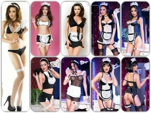 Sexy Maid Disfraz Set Camarera Conjunto Top String Chemise Body Strapse Peluche - Imagen 1 de 36