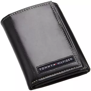 Brand New Tommy Hilfiger Black Leather Cambridge Trifold Wallet (Free Postage) - Picture 1 of 4