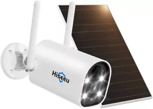 Hiseeu 4MP Outdoor Solar Battery Powered WIFI Security Camera Rechargeable PIR - Picture 1 of 8