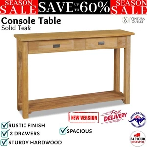 Solid Teak Console Table 120x30x80cm Living Room Furniture Stand Desk vidaXL NEW - Picture 1 of 11